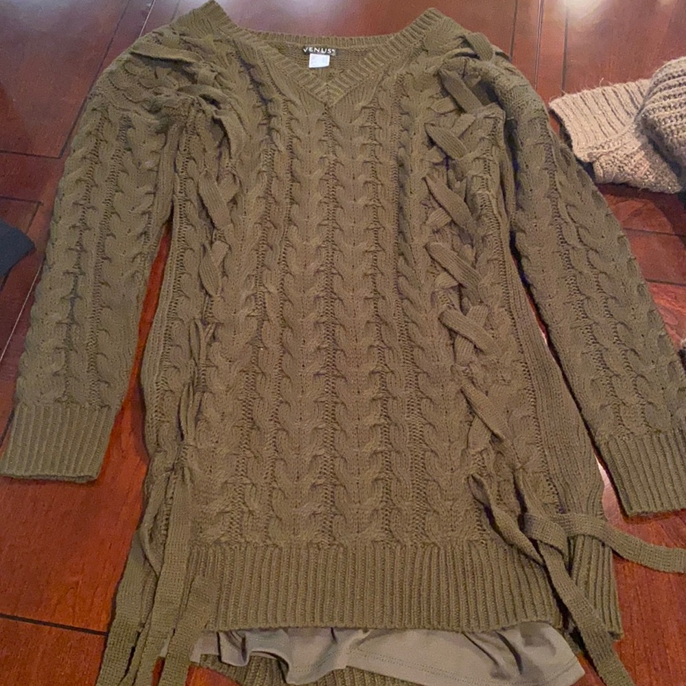Green sweater dress